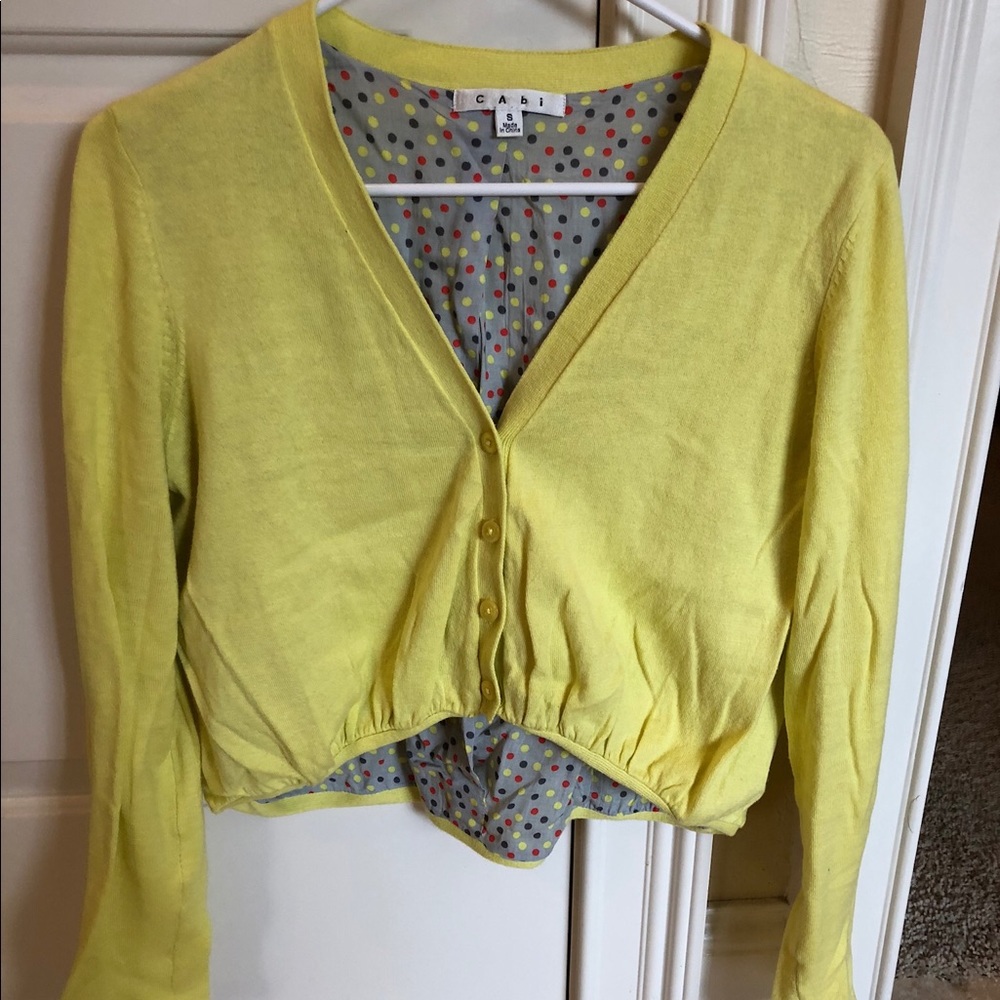 CAbi cropped yellow cardigan